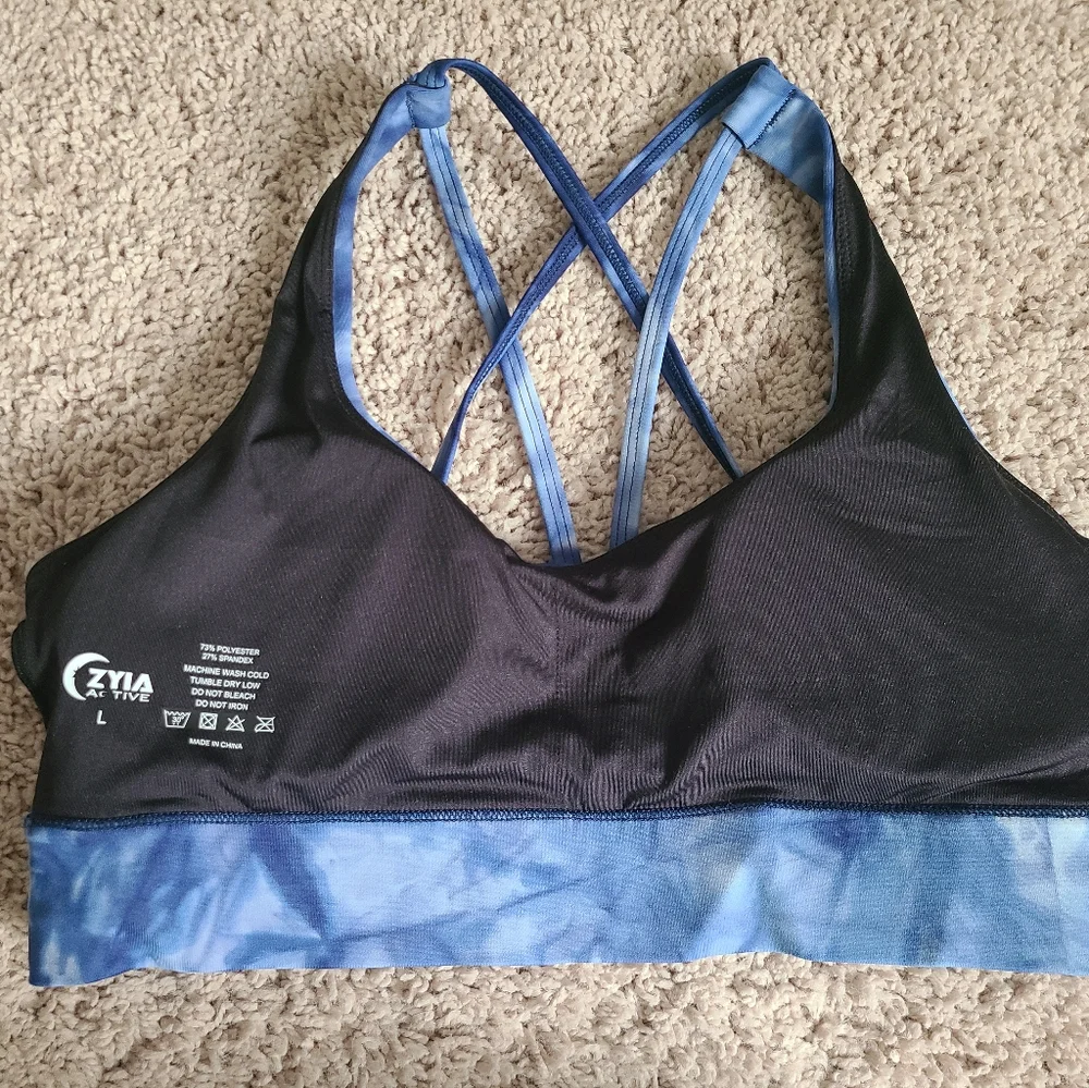 ZYIA Hendrix Light n Tight Strappy Bra Size L Tie Dye Athleisure Yoga Crisscross - Picture 9 of 13